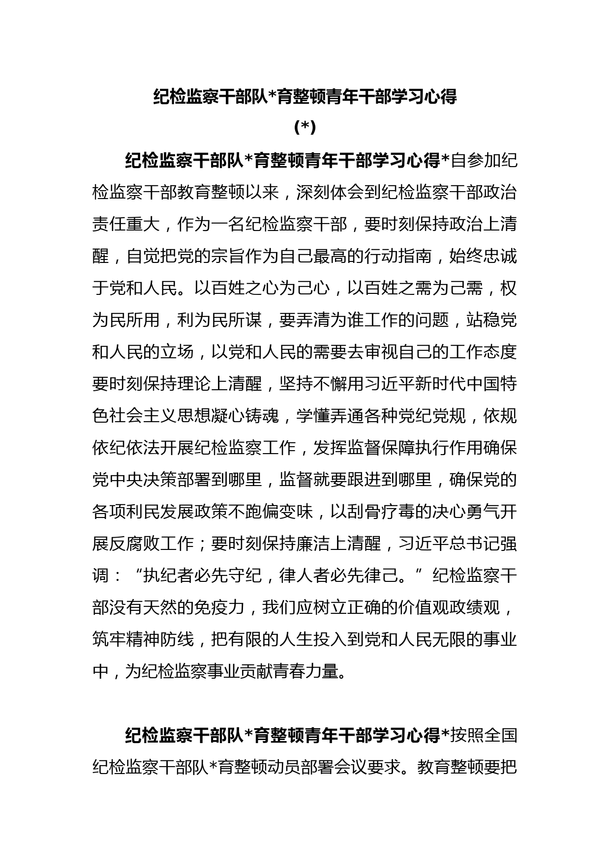 (5篇)纪检监察干部队伍教育整顿青年干部学习心得