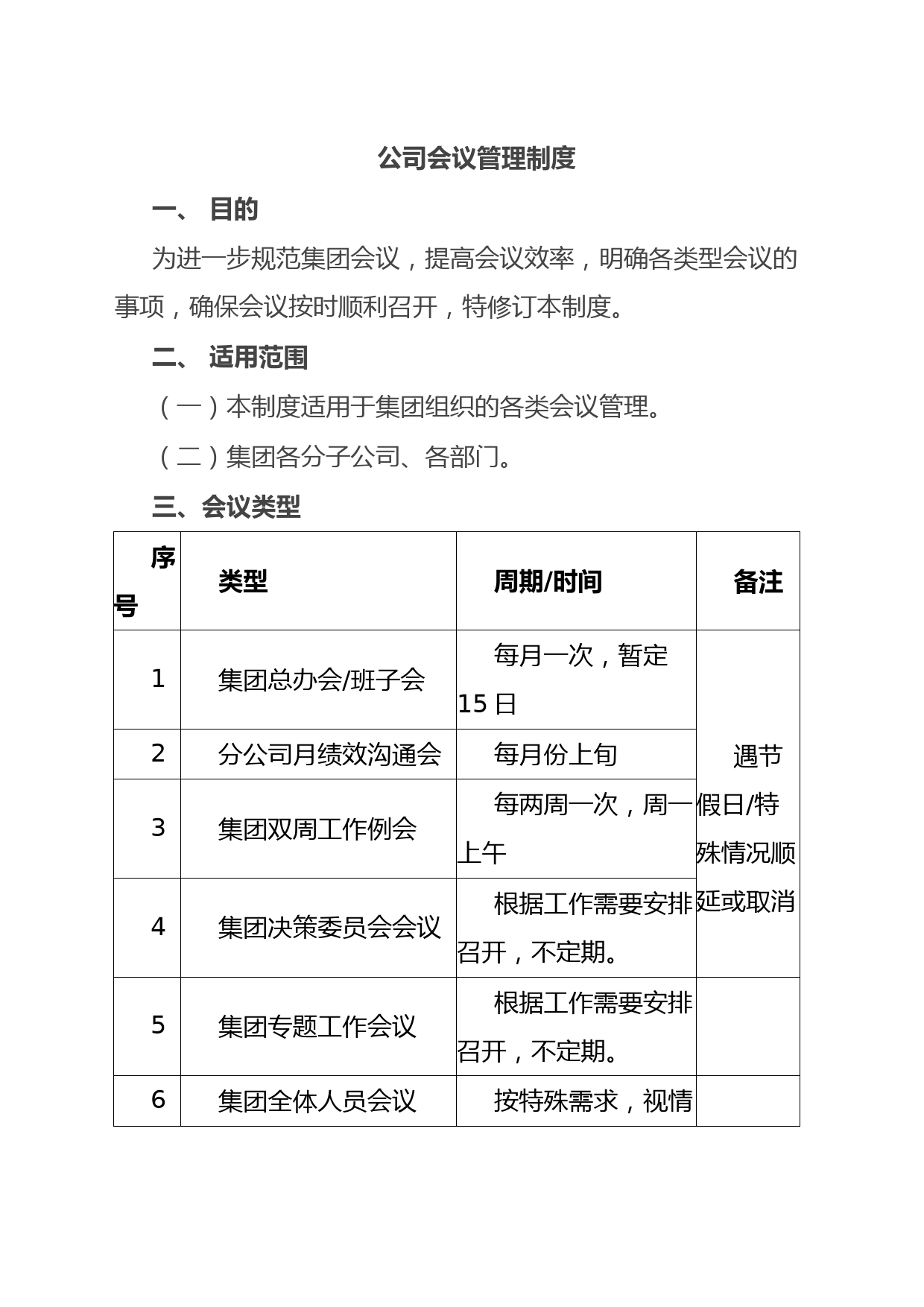 公司会议管理制度