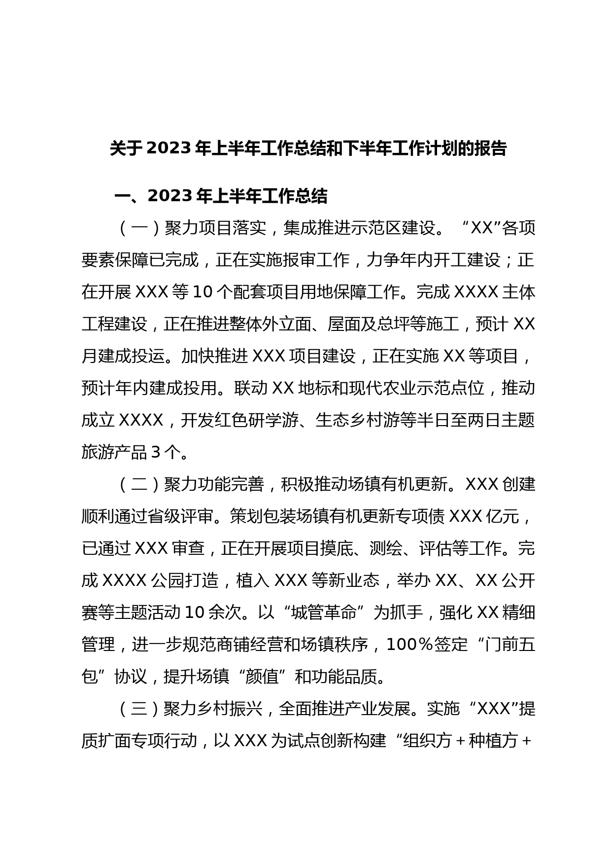 关于2023年上半年工作总结和下半年工作计划的报告