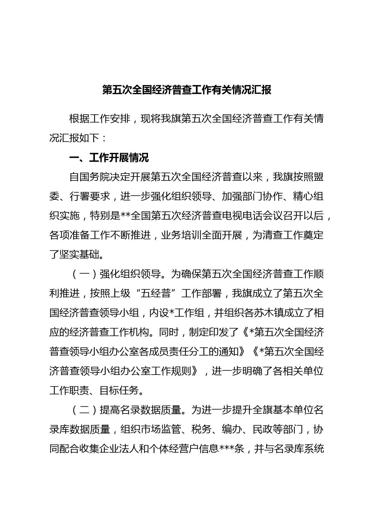 第五次全国经济普查工作有关情况汇报