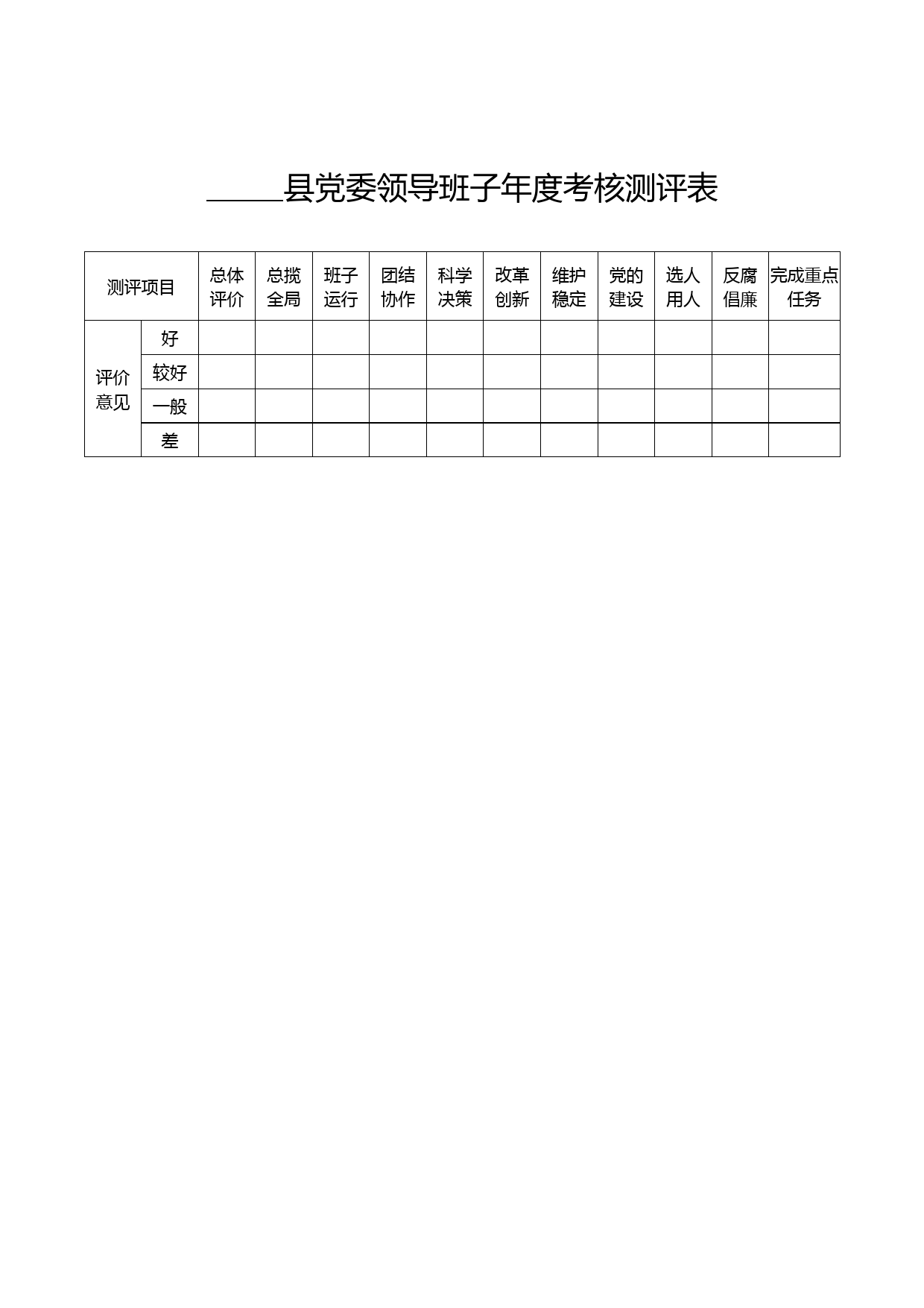 2020010806领导班子及领导干部年终考核相关表格