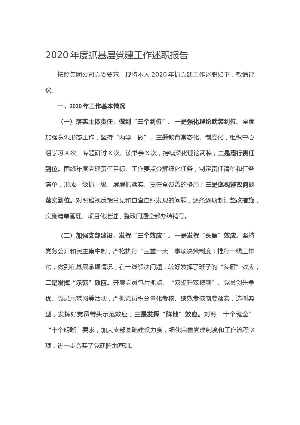 20210204-2020年度抓基层党建工作述职报告