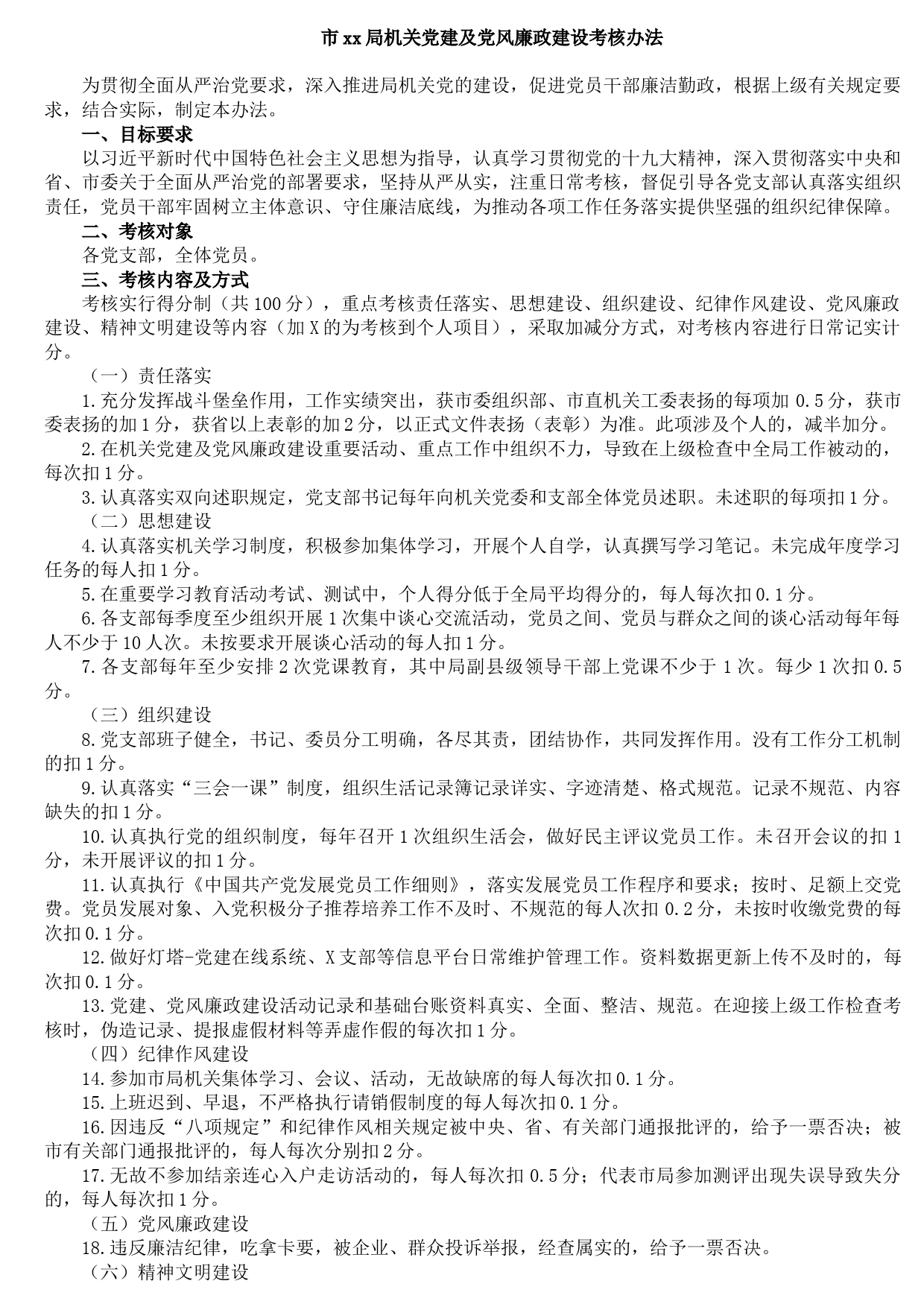 20210808市xx局机关党建及党风廉政建设考核办法
