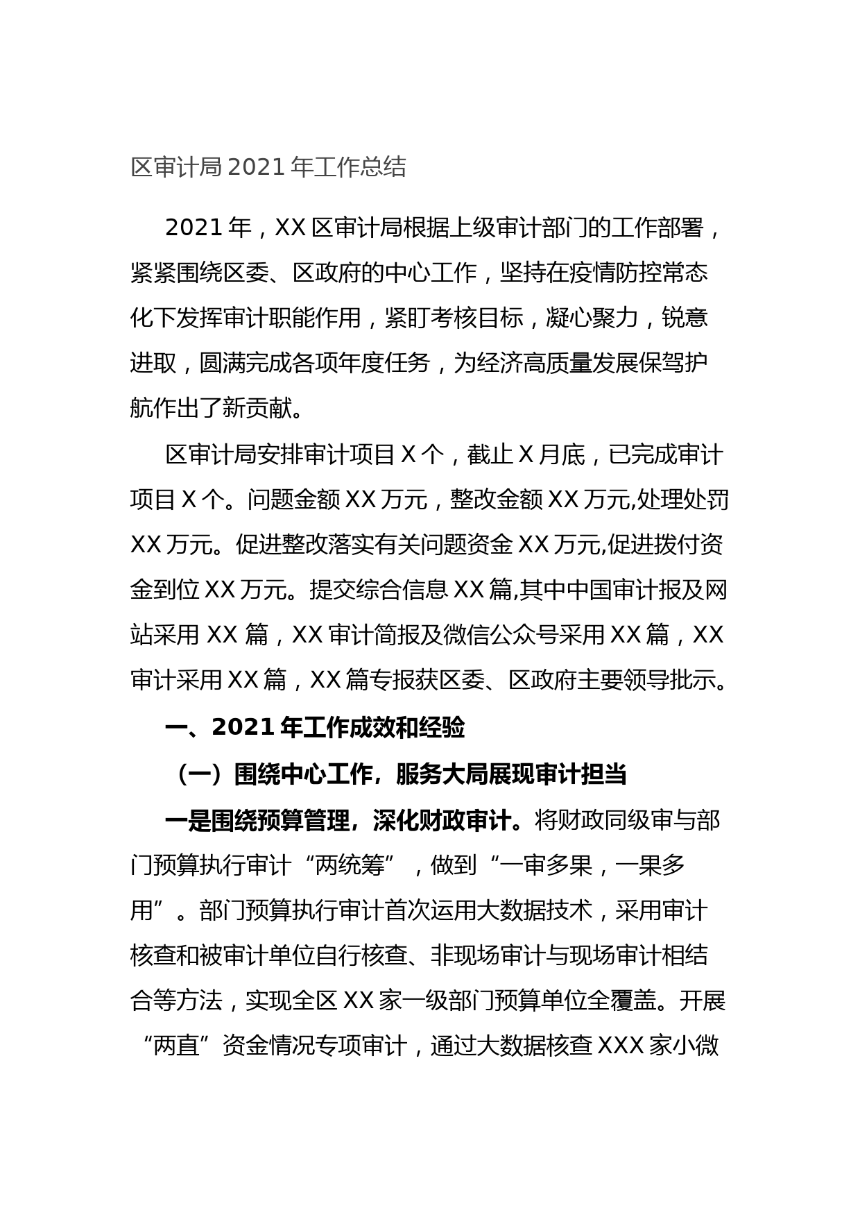 20211019区审计局2021年工作总结