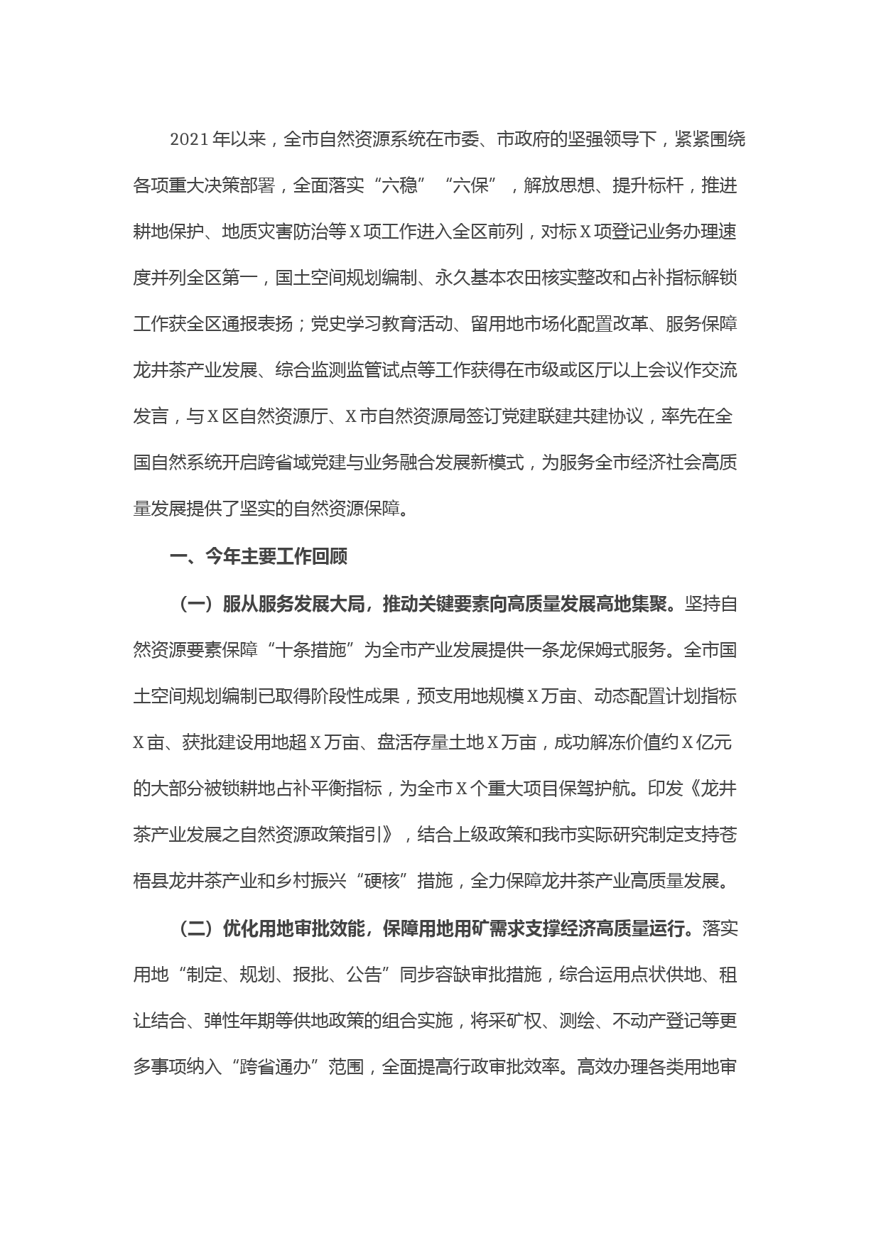 自然资源局长在年度经济会议上的发言提纲