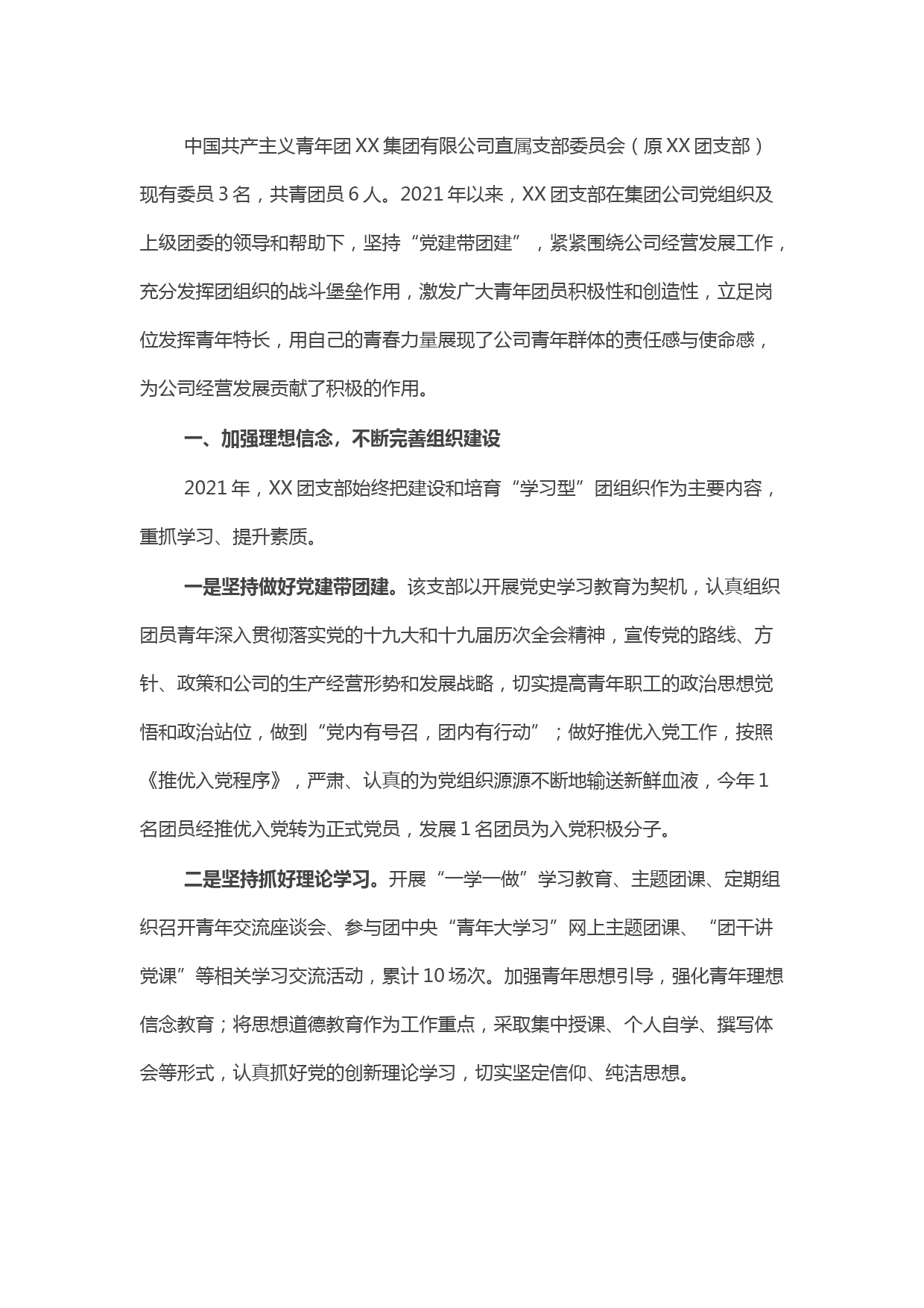 2022年优秀团支部先进事迹材料