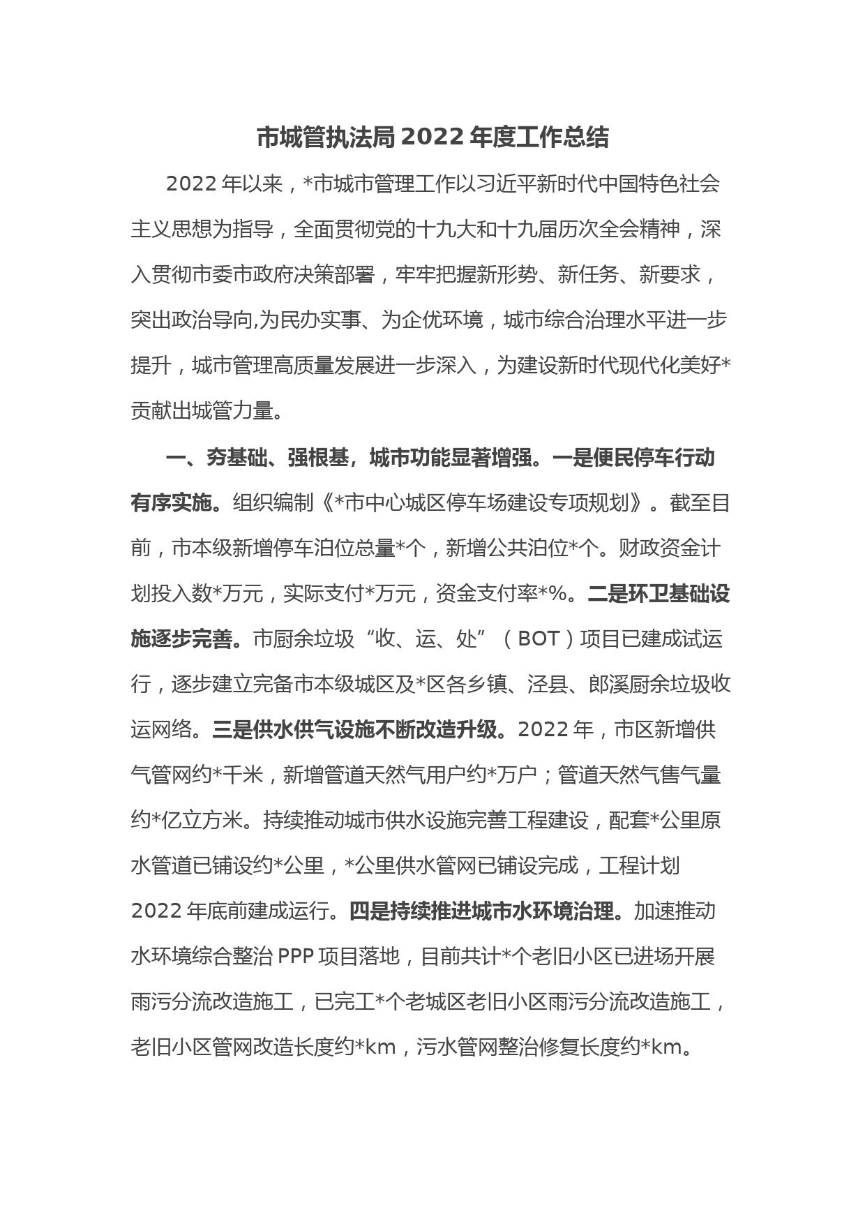 市城管执法局2022年度工作总结