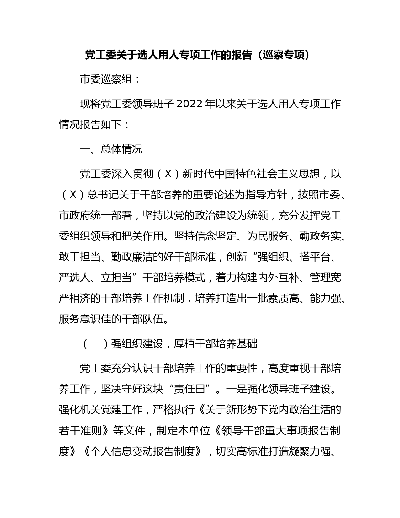 选人用人专项工作总结报告（巡察专项）