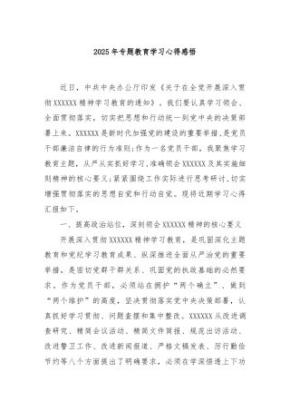 2025年专题教育学习心得感悟