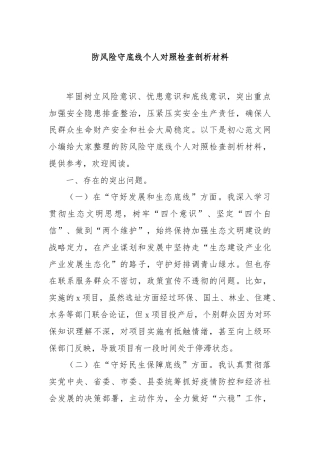 防风险守底线个人对照检查剖析材料