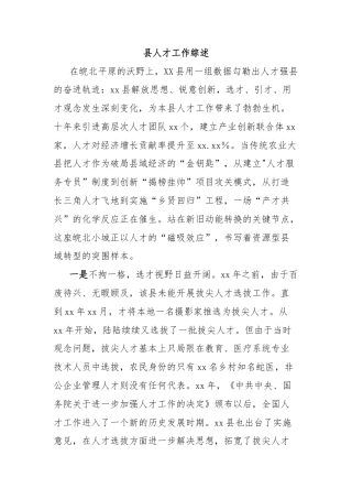 县人才工作综述