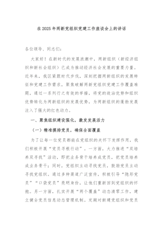 在2025年两新党组织党建工作座谈会上的讲话