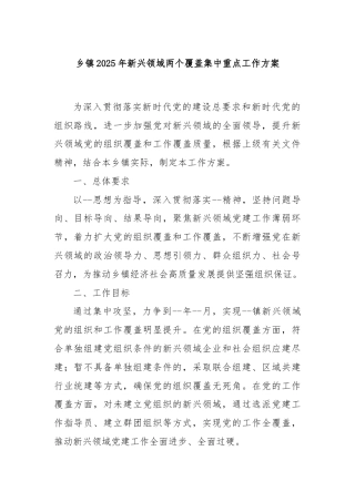 乡镇2025年新兴领域两个覆盖集中重点工作方案