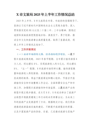 X市文旅局2025年上半年工作情况总结