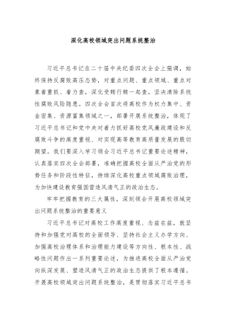 深化高校领域突出问题系统整治