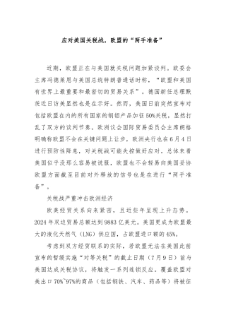 应对美国关税战，欧盟的“两手准备”