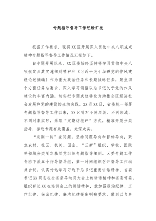 专题指导督导工作经验汇报