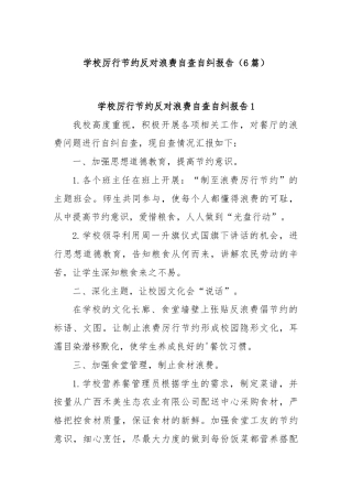 (6篇)学校厉行节约反对浪费自查自纠报告