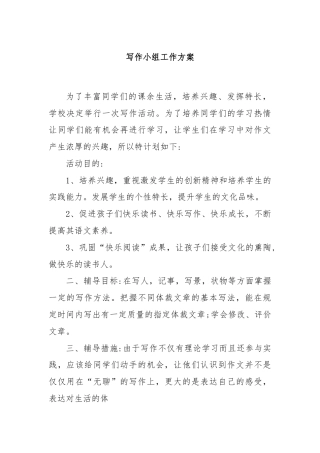 写作小组工作方案