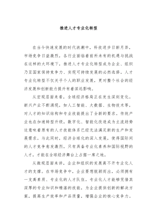 推进人才专业化转型