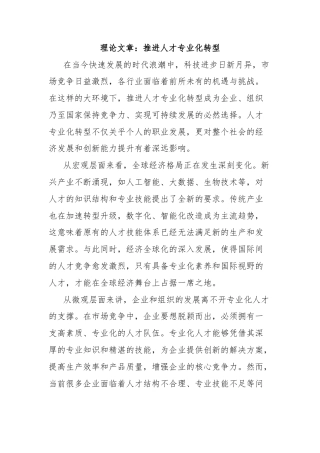 理论文章：推进人才专业化转型