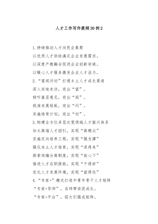 人才工作写作提纲30例2
