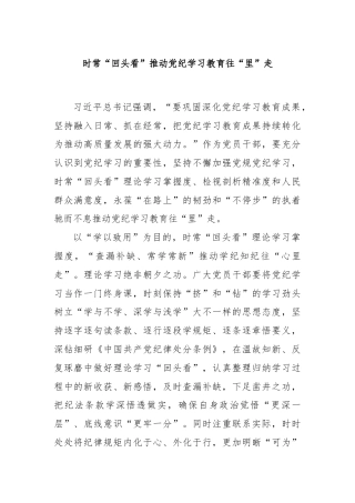 时常“回头看”推动党纪学习教育往“里”走