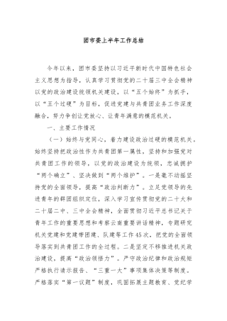团市委上半年工作总结