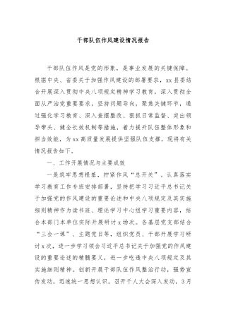 干部队伍作风建设情况报告