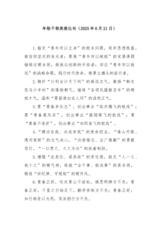 年轻干部类排比句（2025年6月21日）