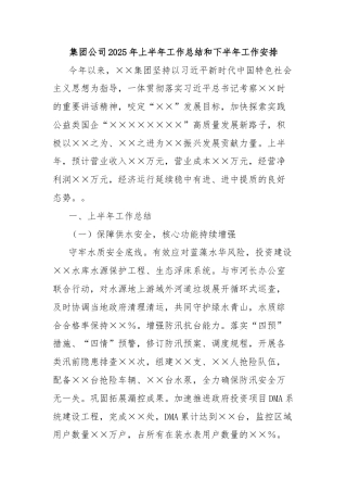 集团公司2025年上半年工作总结和下半年工作安排