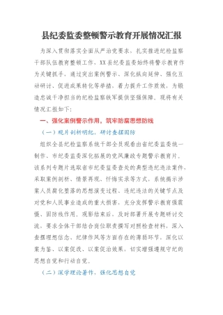县纪委监委整顿警示教育开展情况汇报