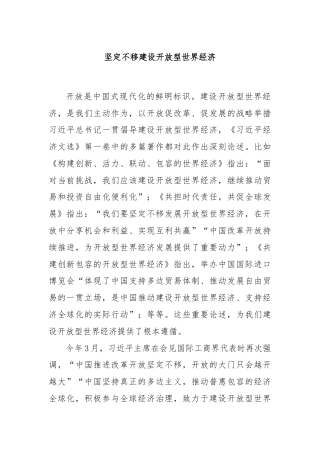 坚定不移建设开放型世界经济
