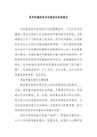 科学把握促进共同富裕的实践路径