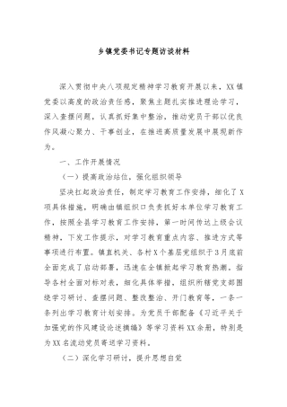 乡镇党委书记专题访谈材料