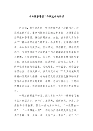 在专题督导组工作调度会的讲话