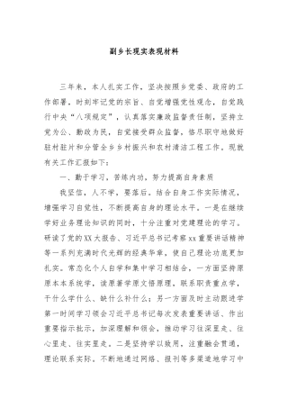 副乡长现实表现材料
