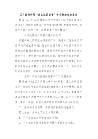 区文旅局开展“落实过紧日子”专项整治自查报告