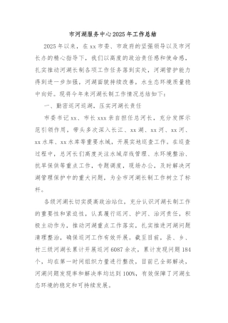 市河湖服务中心2025年工作总结