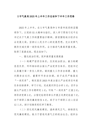 X市气象局2025年上半年工作总结和下半年工作思路
