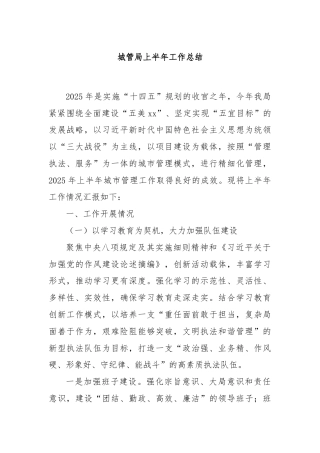 城管局上半年工作总结