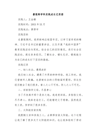 暑假跨学科实践成长记录册