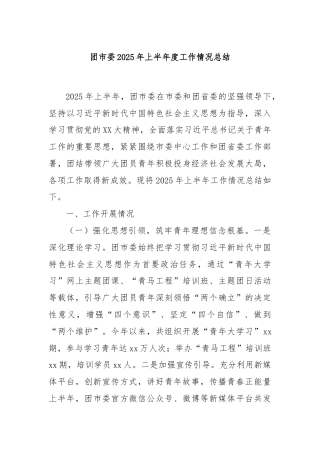 团市委2025年上半年度工作情况总结