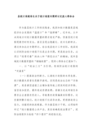 县统计局副局长关于统计造假专题研讨交流心得体会