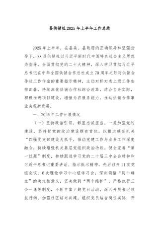 县供销社2025年上半年工作总结