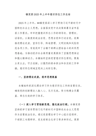 镇党委2025年上半年意识形态工作总结