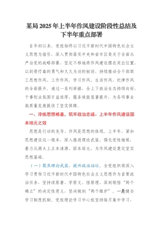 某局2025年上半年作风建设阶段性总结及下半年重点部署