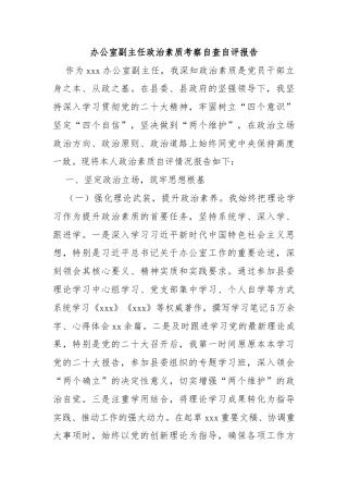 办公室副主任政治素质考察自查自评报告