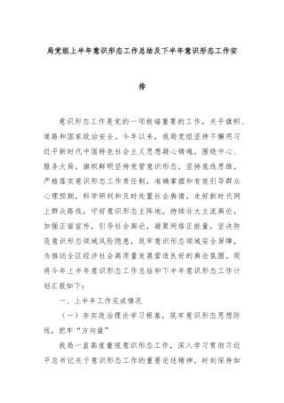 局党组上半年意识形态工作总结及下半年意识形态工作安排