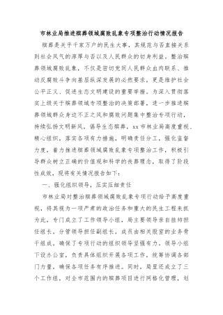 市林业局推进殡葬领域腐败乱象专项整治行动情况报告